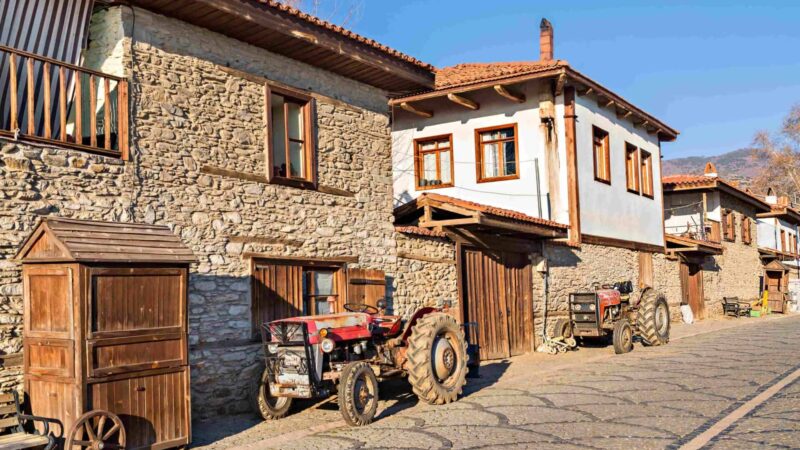 Bursa Cumalıkızık tarihi köy sokakları ve taş evler